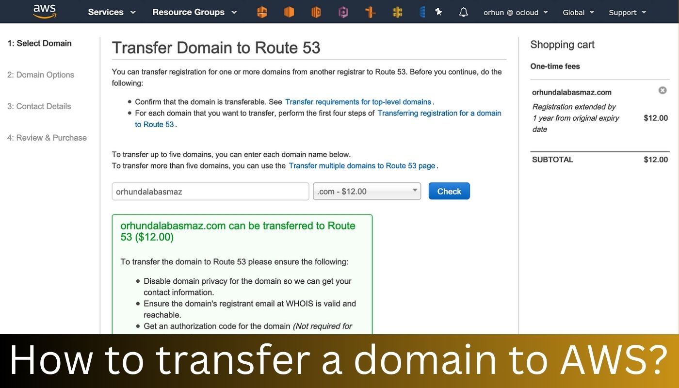 How to transfer a domain to AWS